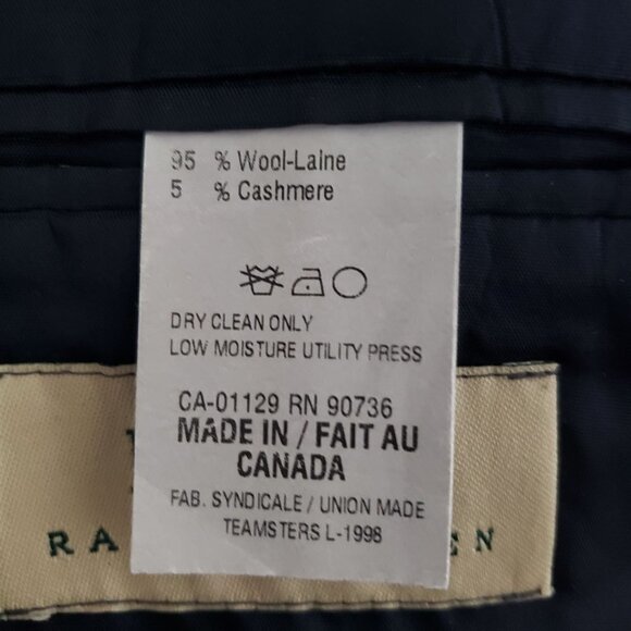 Lauren Ralph Lauren Windowpane Blazer Wool Cashmere Black 2 Button Mens 42 - Picture 7 of 12